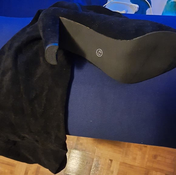 Black Suede Over The Knee Boots - Picture 3 of 3